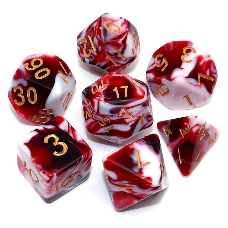 Juego de dados poliédricos rojos y blancos para DND, juego de dados TRPG digitales, entretenimiento para fiestas familiares, suministros para juegos