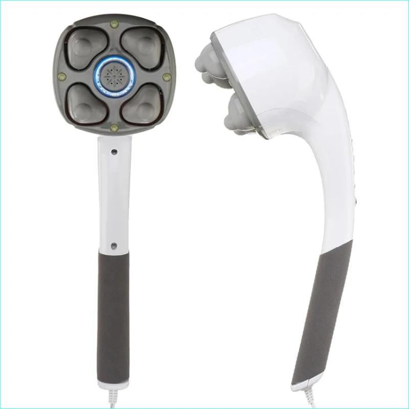 Electric Handheld Massager Four Head Machine Full Body Neck Vertebra Back Muscle Relax Vibrating Deep Tissue Massage Health Care