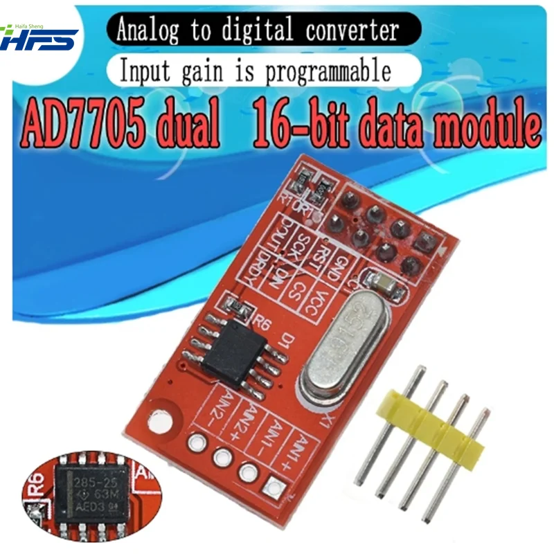 

official AD7705 Dual 16 bit ADC Data Acquisition Module Input Gain Programmable SPI Interface TM7705