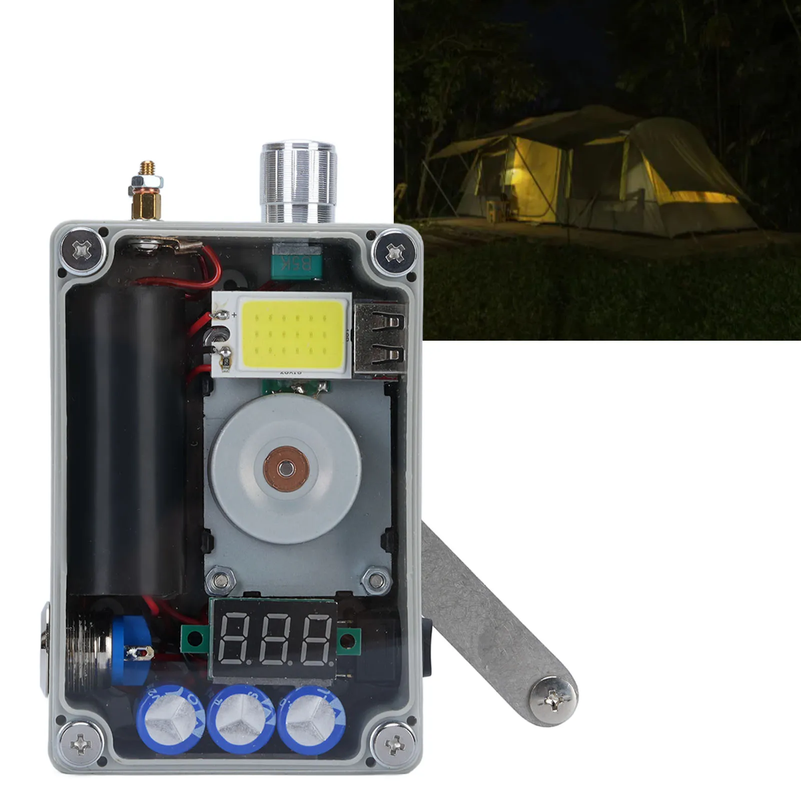 

Hand Crank Generator Multifunctional 5V Long Lifespan LCD Voltmeter Outdoor Emergency Portable Handheld Generator for Camping