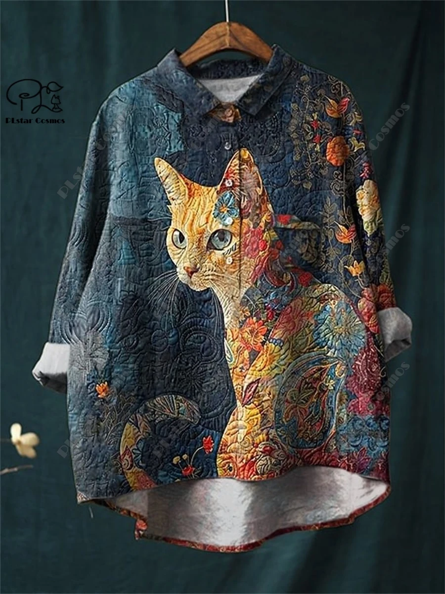 قميص مطبوع عليه زهور من PLSTAR للسيدات ، كلاسيكي ولطيف ، ترفيهي وفضفاض ، أنبوب مفتوح ، ترفيهي ، طباعة حيوانات ، جديد #3