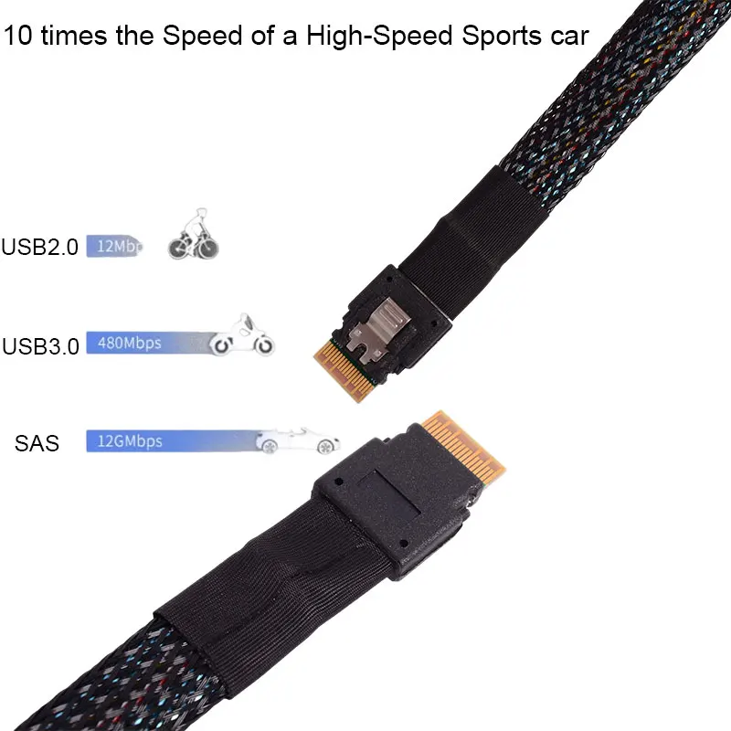 ADT-Link PCI-E Slim SAS SFF-8654 4i 36 Pin Extension Data Cable for MIni SAS 4i12Gbps Hard Disk Data Extender Cable SF-100