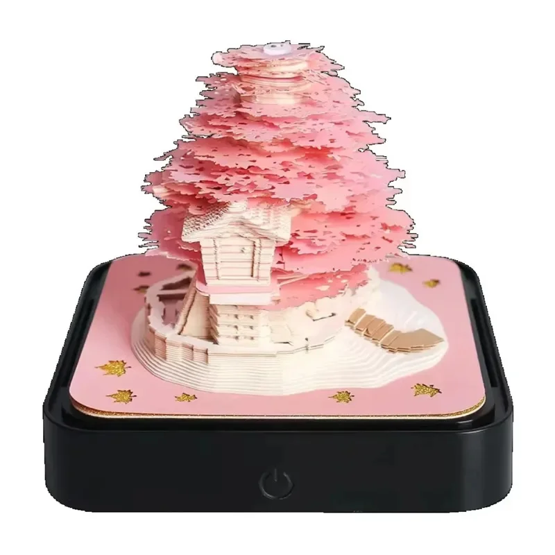 3D Calendar 2025 Memo Pad Notes Sakura Treehouse Desktop Ornament Offices Paper Notes Christmas New Year Gifts