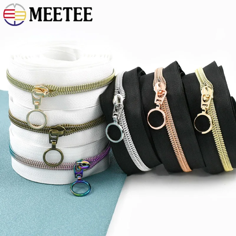 

3/5/10M Meetee 5# Nylon Zipper with Sliders Sewing Zips Tape for Bag Garment Decor Zippers Pull Zip Closure Repair Accessories