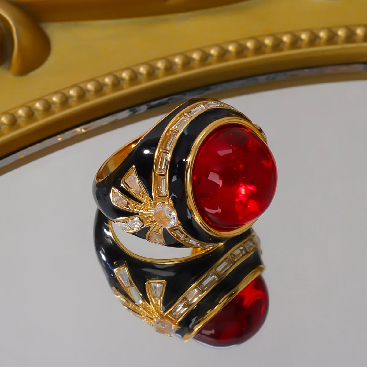 

SJG3-Vintage French-style retro enamel black butterfly ring