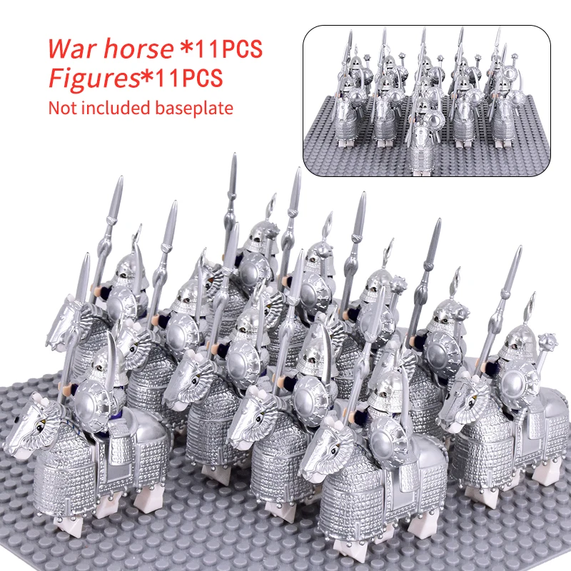 MOC-décennie s de construction chevaliers médiévaux, chevaux de guerre, rapcavalerie, Kokors, fer, bouddha, figurines cheval de guerre, briques jouets pour enfants, cadeaux