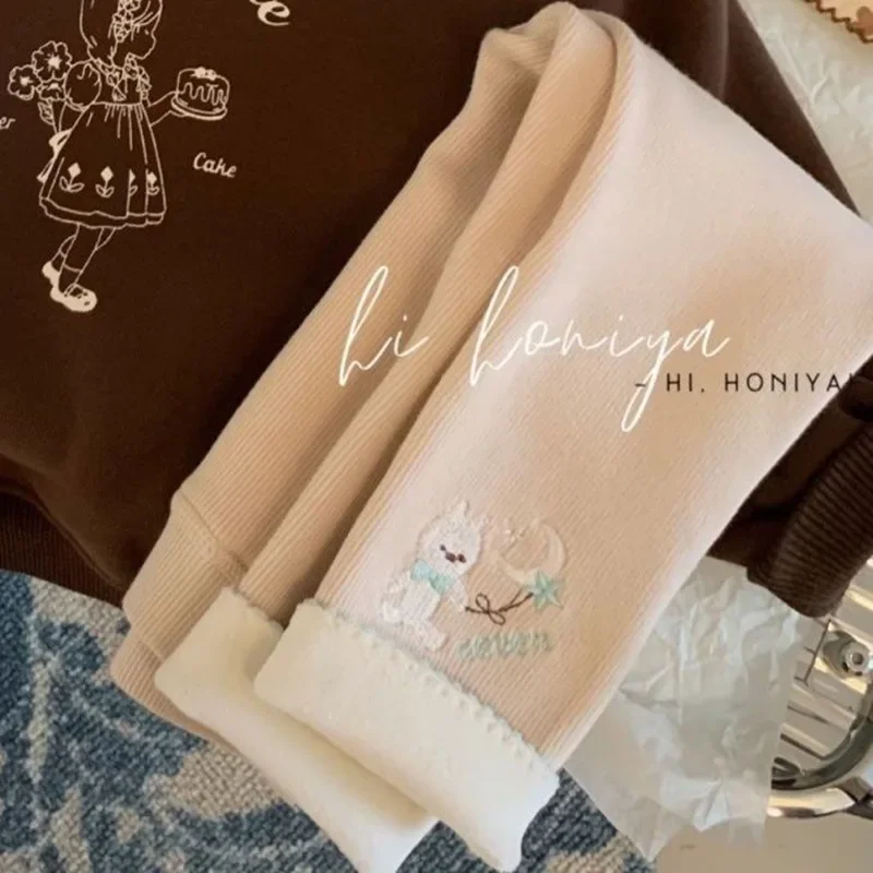 Girls' Fleece Leggings Warm And Comfortable Children's Thick Pants Winter Integrated Fleece Wear Kids Cute Casual Thick Pants - view 5