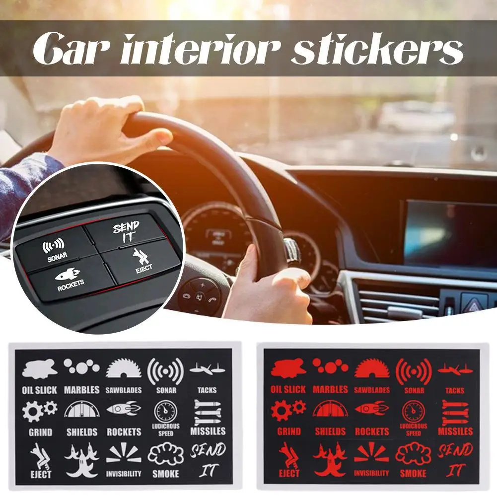 

1PC Novelty Car Button Switch Decorative Sticker Instrument Idle Sticker Console Label Rocker Switch Button Interior H0W0