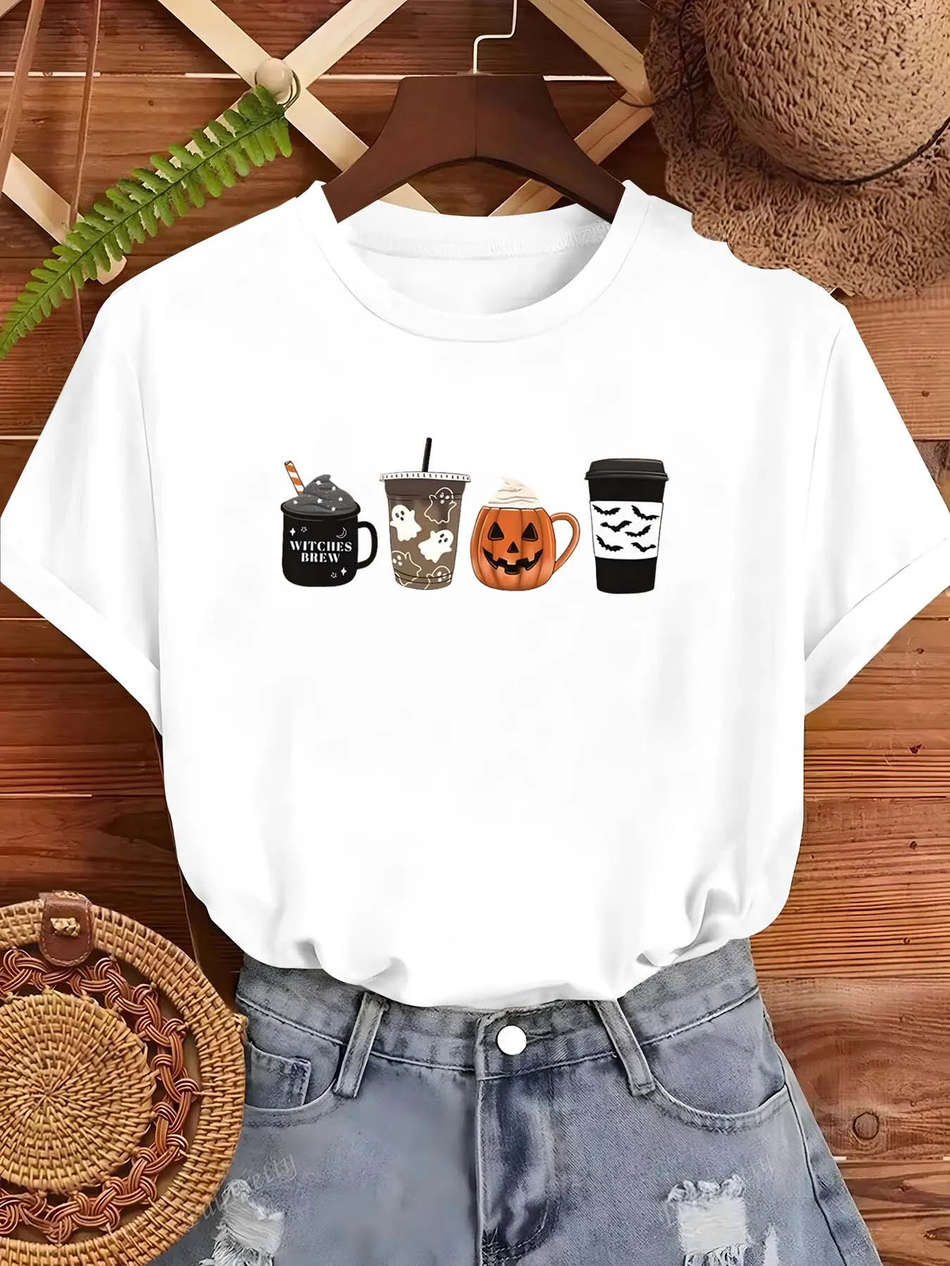 Plus Size Halloween Themed  Pattern Dress For Women Elegant Fashion Item With Festive And Playful Vibe Perfect