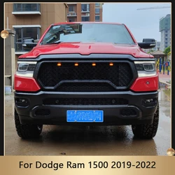 TRX Style Front Mesh Grill Fit For Dodge Ram 1500 2019 2020 2021 2022 Upper Grid Replace Grille ABS With LED Lights W/Letter