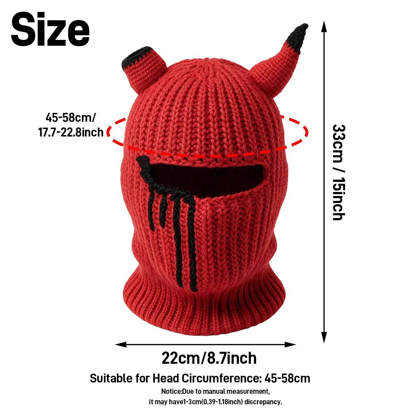 Musion Halloween Winter Skeleton Sharp Point Bleeding Personalized Small Cap Elastic Funny Fashion Accessories Knitted Hat