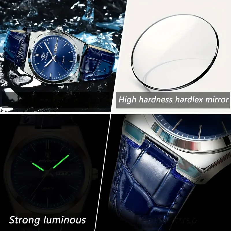 1 reloj de cuarzo de doble cara para hombre, reloj brillante resistente al agua, opción ideal para regalos