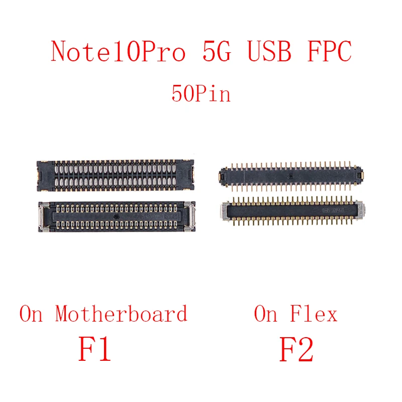 2pcs 30 40 50 60 Pin LCD Screen Usb Charging Battery FPC Connector On Board For Xiaomi Redmi 10/10A/10C/Note 10 Pro 4G/Note10 5G