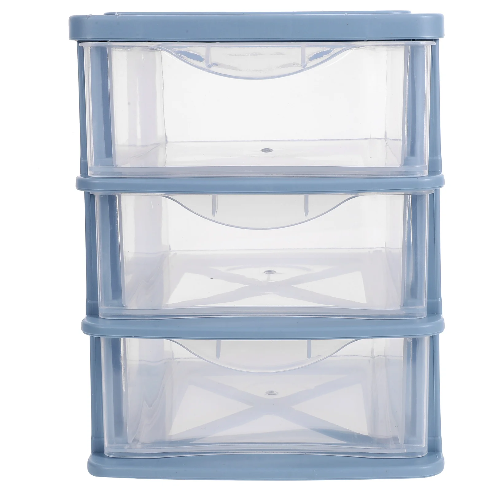 

Drawers Desktop Storage Box Drawer-type Transparent Rack Student Stationery (blue-three-layer Conventional) Plastic