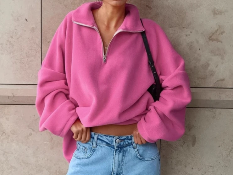 

Autumn and Winter New Pink Collar Loose Hoodie 2025 Fashion Women's Top