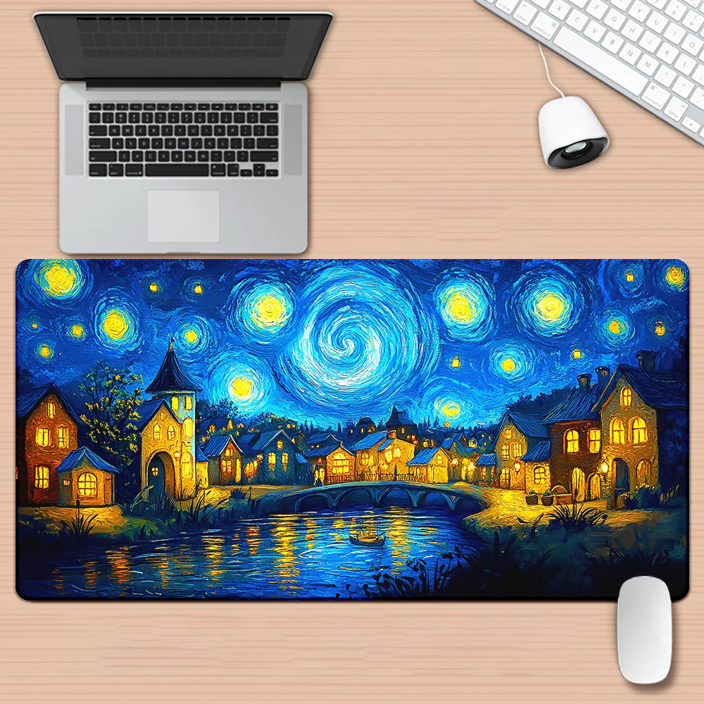 

The Starry Night mouse pad oil painting high-quality rubber anti-slip is suitable for gamers and home computer keyboard pads