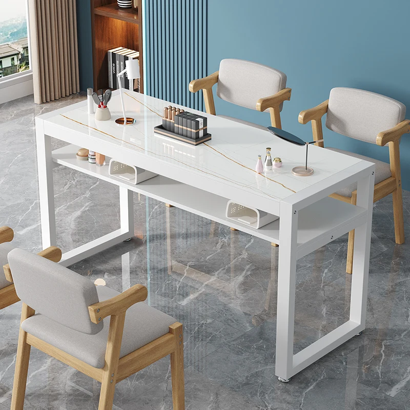 

【Upgrade and widen】Nail table single and double new tempered glass with drawers special table workbench for nail salon