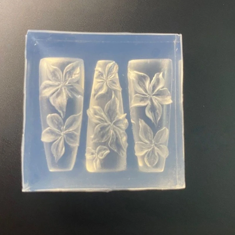 Transparent Silicone Nail Art Mold 3D Curved Lily Flower Carving Template DIY Handmade Nail Decoration Accessories