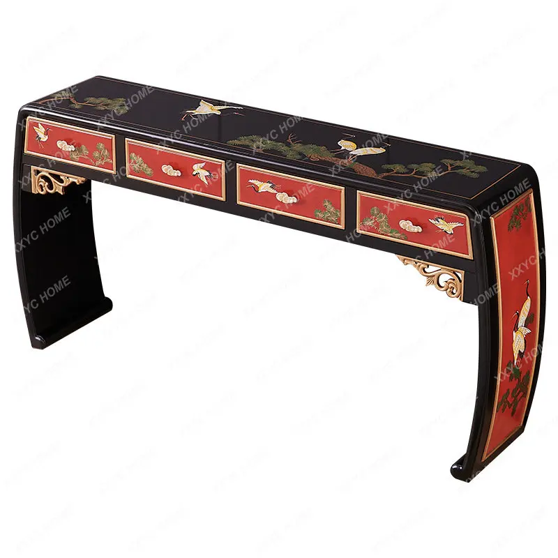 

New Chinese Style Hall Middle Hall Furniture High-Grade Solid Wood Red Painted Aisle Hallway Table