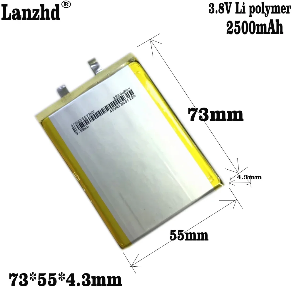 

435573 3.7V 2500mAh Polymer Li-ion Battery For Mp3 Mp4 DVD DIY E-book Vedio Game toys Tablet PC Power bank mobile battery