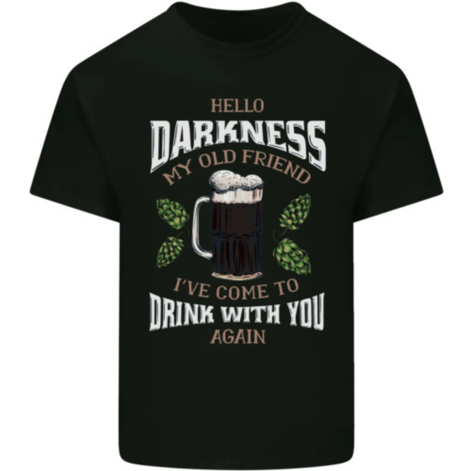 Beer Alcohol Drunk BBQ Tee Tops GUINESS Fans T-SHIRT Unisex Hello Darkness My Old Friend Printed Tops Summer Casual Soft Tees