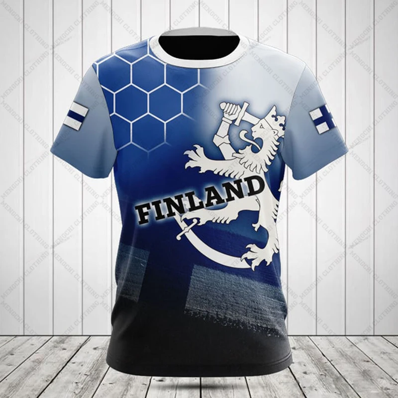 Custom Name Summer Casual Finland Flag Graphic T-shirts Non Fading Men's Fashion Streetwear Loose Cool Jersey O-neck Pullover