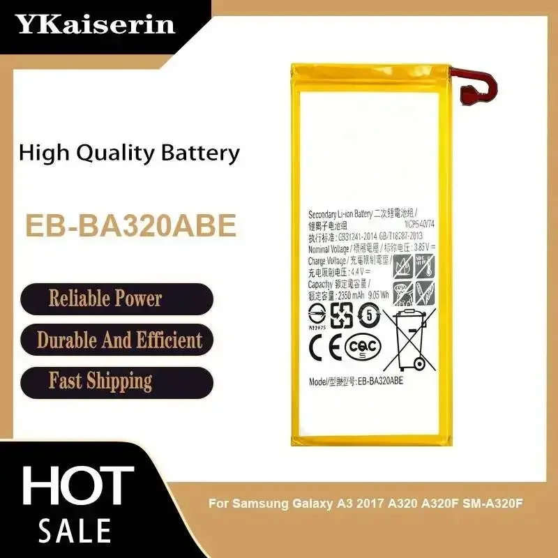 Высокопроизводительный аккумулятор для мобильного телефона Samsung Galaxy A3 2017 A320 A320F SM-A320F 2350 мАч EB-BA320ABE