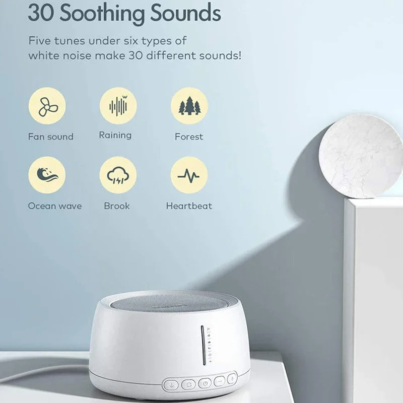Portable Sleep Therapy Device, Household Smart White Noise Machine for Adults, 30 Built-in Sounds & 36 Adjustable Volume Levels