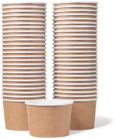 50-Count 9-Oz Disposable Paper Ice Cream Cups - Leak-Resistant Treat Bowls for Hot or Cold Food, Party Supplies for Sundae, Soup