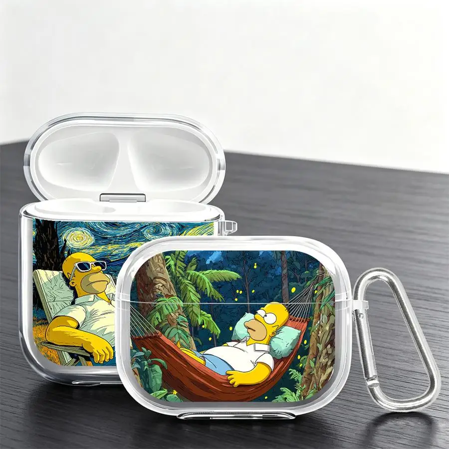Case For Airpods 5 4 Pro2 3 Pro 1 2 Pro3 Clear Earphone Cases Cover Skeleton S-Simpsons