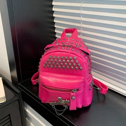 Fashion Solid Rivet PU Backpack High Quality Personality Punk Super Cool Shoulder and Crossbody Bags for Women 2024 Hot Sale