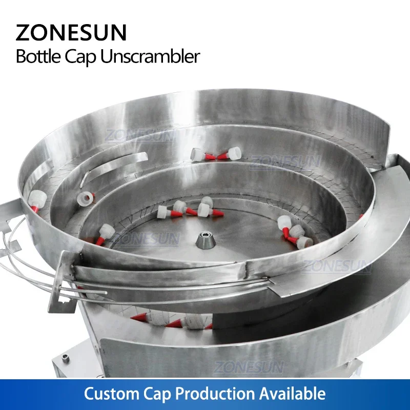 ZONESUN หมวกสั่นสะเทือนอัตโนมัติเครื่องให้อาหารปั๊ม Sprayer หมวกชาม Feeder ขวดชาม Sorter Unscrambler ZS-CVP1