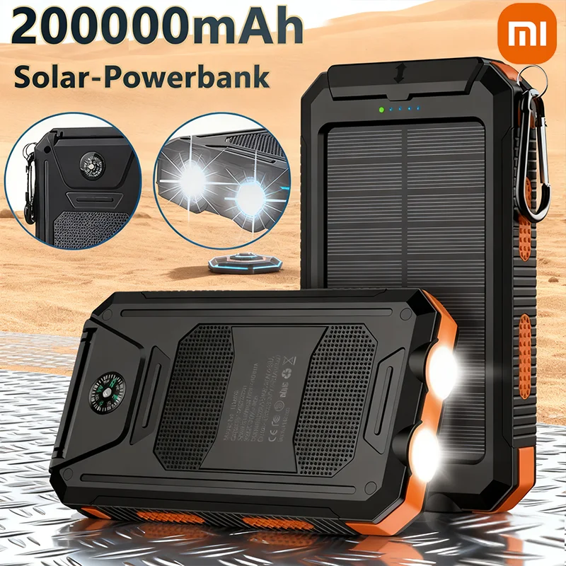 Xiaomi بنك الطاقة الشمسية 80000mAh المحمولة شحن Poverbank شاحن بطارية خارجي ضوء قوي LDE ضوء لجميع الهواتف الذكية