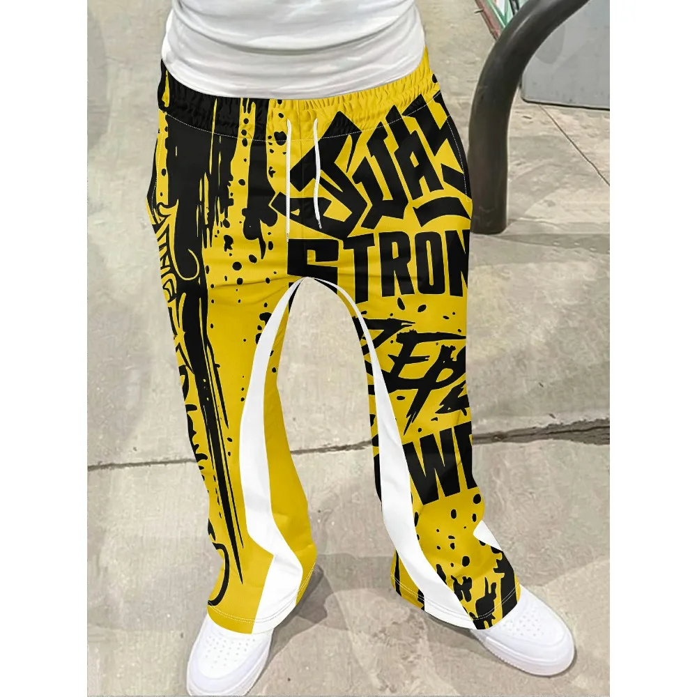 

Y2k Flared Pants Men Loose 3D Print Trousers Casual Sweatpants Mid Waist Sporty Female Clothes Streetwear Hip Hop Vintage Pants