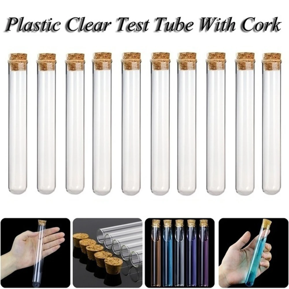 Lab Supplies School Supplies Laboratory Clear Plastic Test Tubes With Corks Caps Wedding Favor Gift Tube Storage Containers