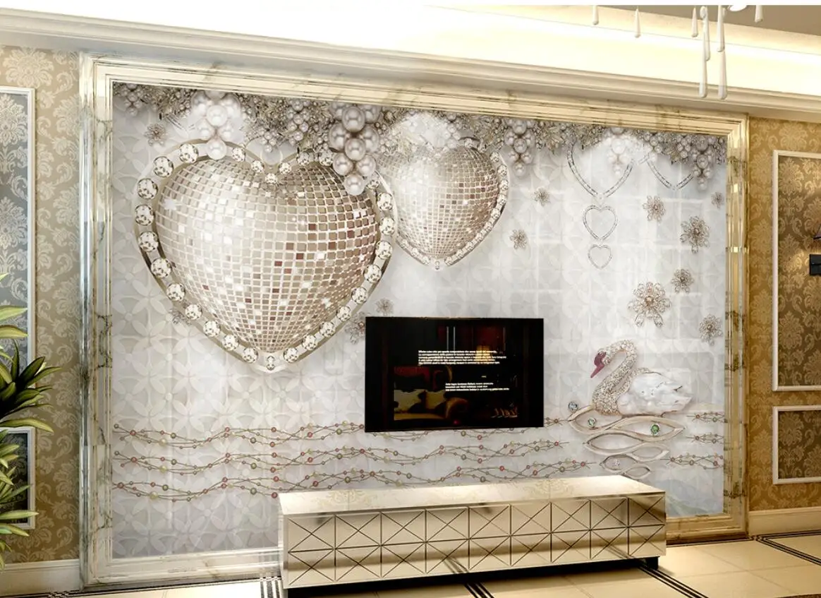 custom Diamond Heart Jewelry Photo Murals wallpaper Living Room Study Backdrop art mural Wall Paper Home Decor house decoration