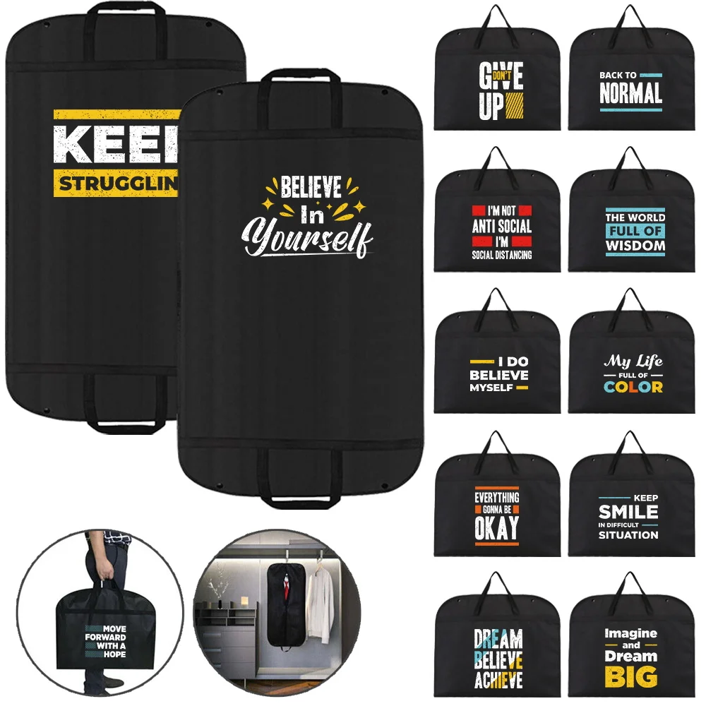 Dustproof Clothing Covers Clothes Dust Cover Coat Suit Dress Protector Hanging Garment Bags Phrase Letter Print Closet Organizer