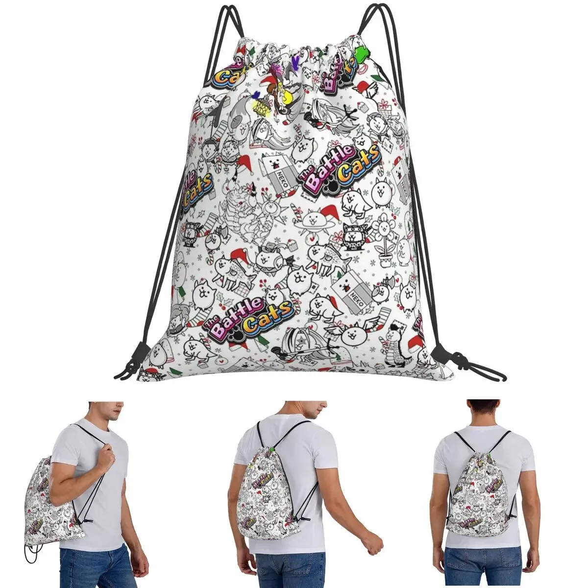 

Рюкзаки Battle Cats, многофункциональные портативные сумки на шнурке, сумка для хранения, сумки для книг для студентов-путешествий