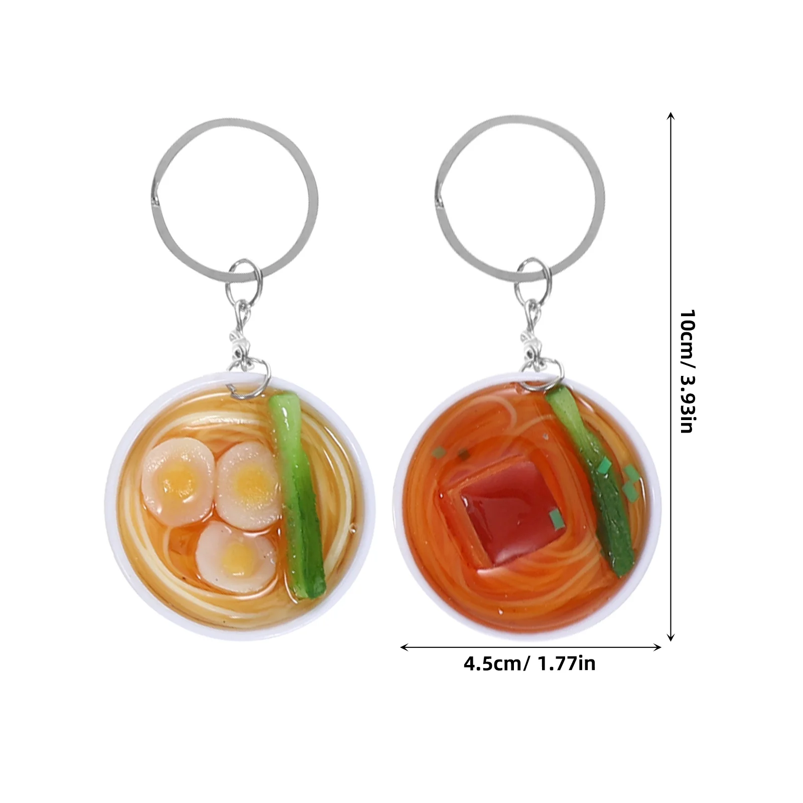 10Pcs Mini Food Keychain for Play Simulation Noodles Pendant in Blue White Porcelain Bowl Realistic Resin Craft Key