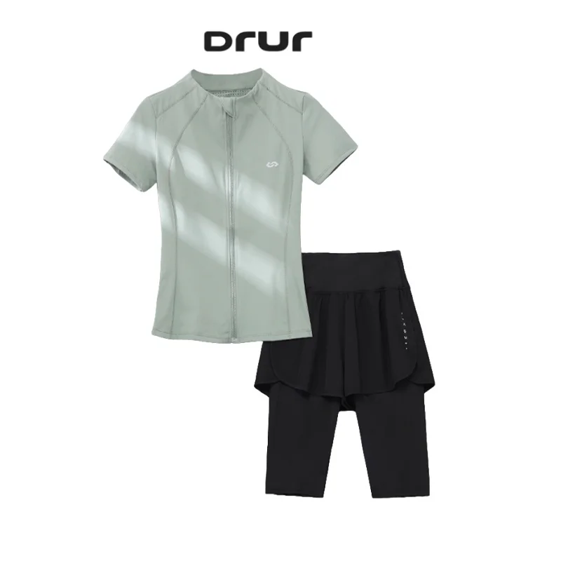 

DRUR комплект для йоги из 2 предметов, женские легкие дышащие короткие спортивные комплекты на молнии, облегающий топ для спортзала, одежда для фитнеса и тренировок, новинка