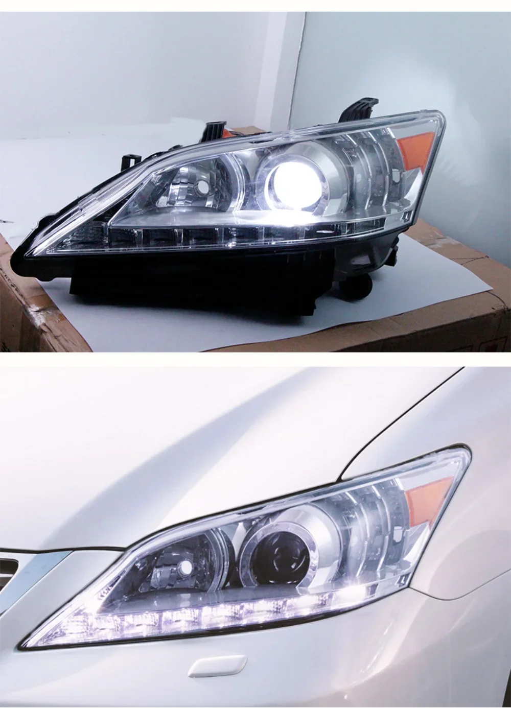 Pair of Car Led Headlight assembly For Lexus ES240 250 350 2010-12 DRL daytime running light turn signal headlamp