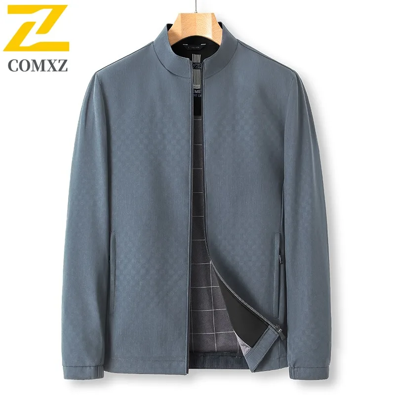 

COMXZ Outdoor Work Mens Jacket High Quality Stand Collar Windproof Jacket Minimalist Solid Color Lightweight Autumn Windbreaker