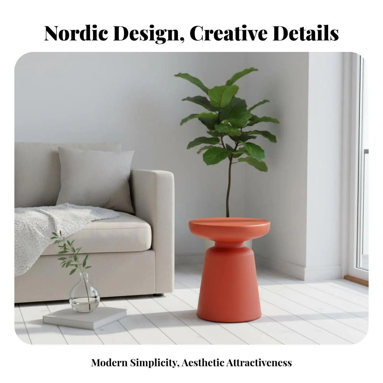 Round Coffee Table for Living Room Modern Minimalist Side Table for Small Spaces Easy Clean PE PP