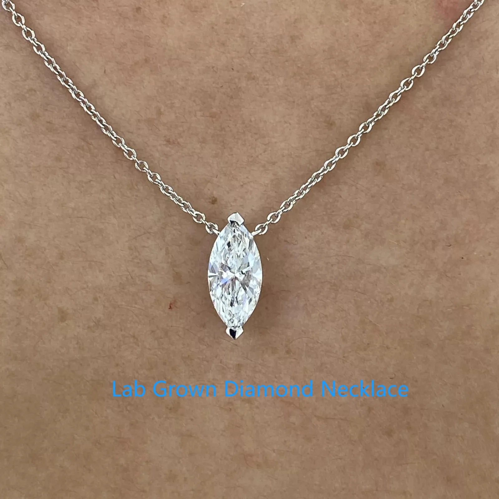 Luxury Marquise Shape CVD Lab Grown Diamond Pendant Necklace 1ct EF VS‑VVS IGI Solitaire Diamond Wedding Fine Jewelry Necklace