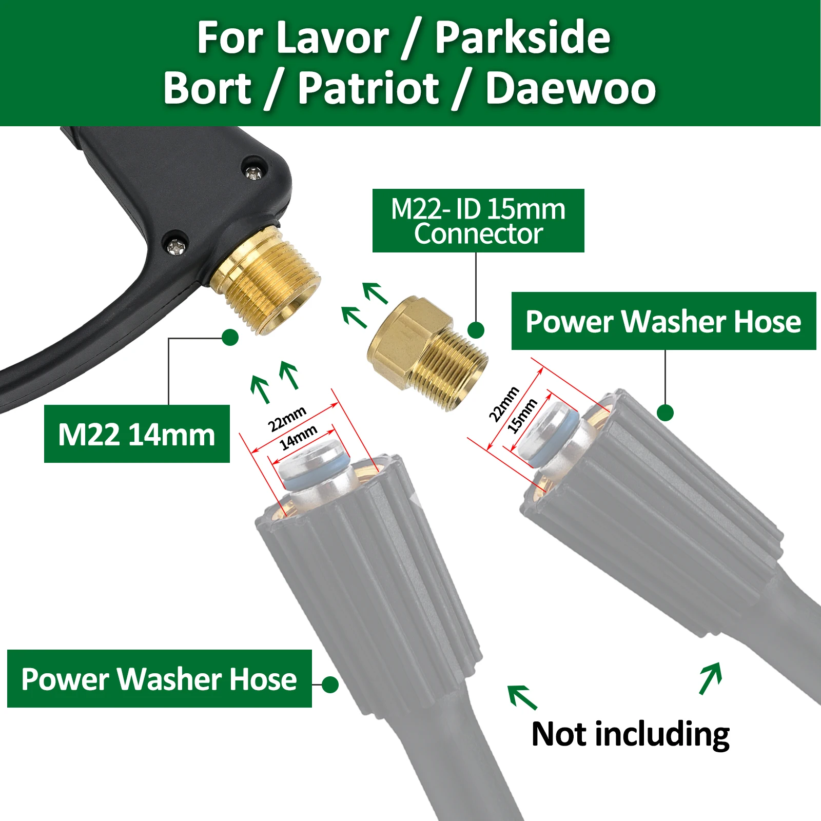 Hochdruckreiniger Wasserpistole Kit für Auto Reinigung Schlauch Anschluss für Karcher Nilfisk Parkside Bosch Schnell Anschluss Düsen – Detail 11