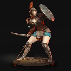 90mm Scale Resin Model Kit Miniatures GK Greek Female Warrior Unassembled and Unpainted Diy Diorama Toys