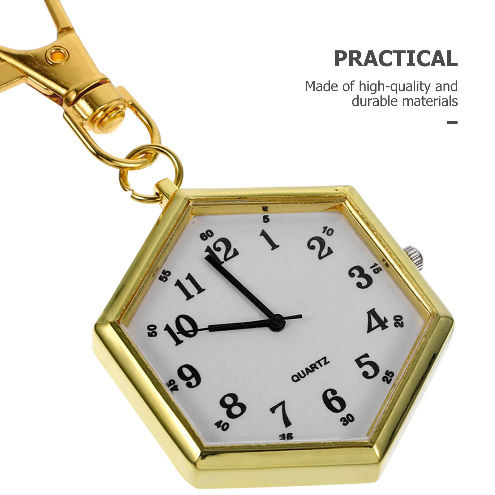 

Stylish Key Ring Watch Creative Hexagonal Shape Retro Colors Easy Fix No Fall Off Pendant Key Chain Pocket Watch