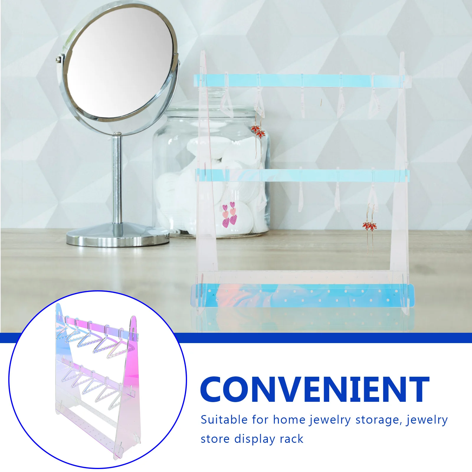 

1 set Acrylic Jewelry Stand Rack Earring Necklace Display Holder Storage Tower Desktop Organizer Stand Elegant Storage