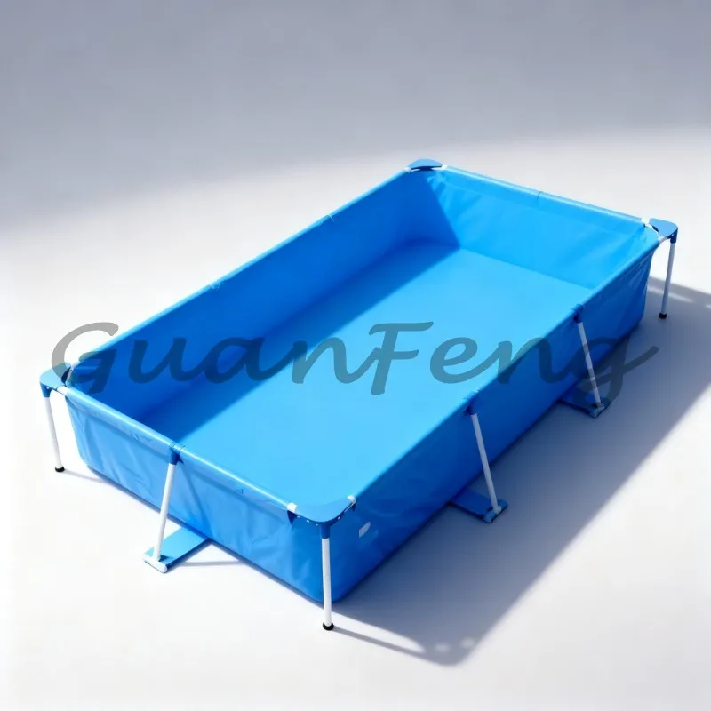 400×200×85cm Square Frame Outdoor Swimming Pool, Large Capacity Above Ground Pool for Backyard Family Summer Fun