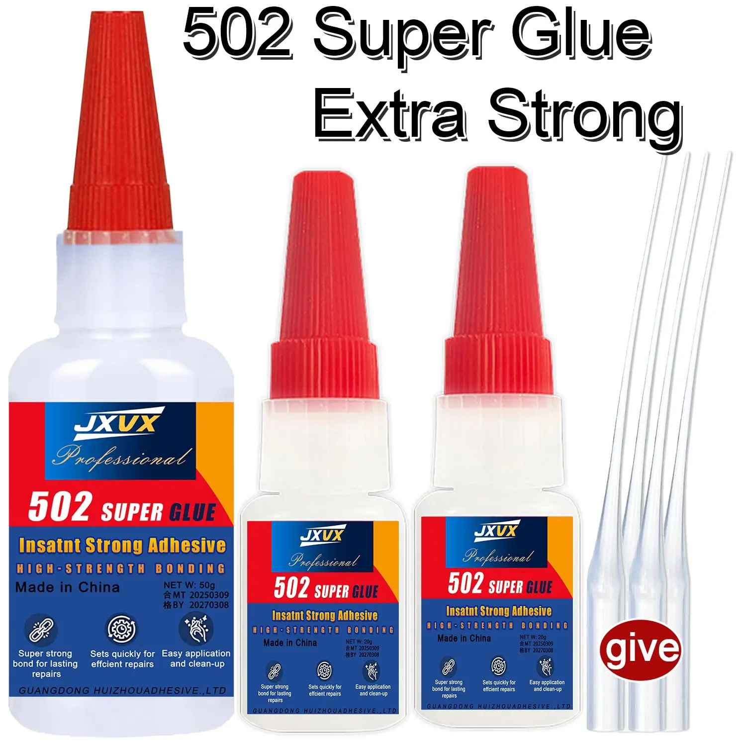 Versatile 502 Super Glue Extra Strong,Cyanoacrylate Adhesive, Instant Quick Drying Adhesive, Leather, Rubber, Glass, Wood, Metal, Liquid Adhesive Tool Includes precision dispenser,1-10pcs.